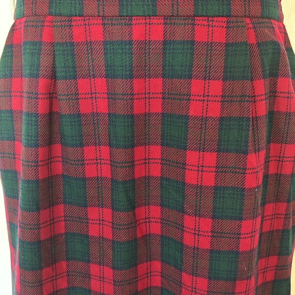 Vintage Pendleton Lindsay Tartan Plaid 100% Wool Skirt Red & Green USA Size 18 - Picture 12 of 17